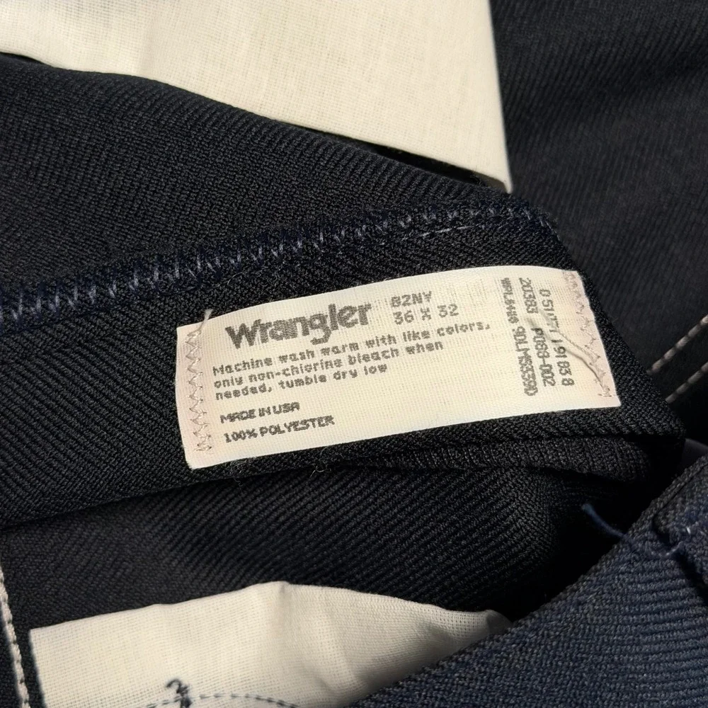 VTG Wrangler Wrancher Boot Pants Mens 36x32 Navy Polyester Made in USA NWT